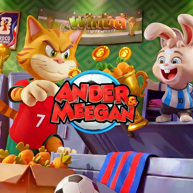 Ander & Meegan slot game interface showing football theme